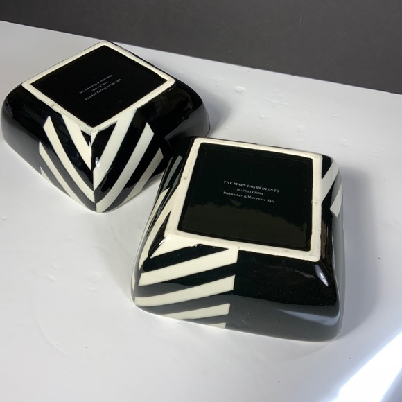 The Main Ingredient Bowl Cereal soup Pasta Black White Set 2 Yin Yang Zebra #E4 - Picture 3 of 6